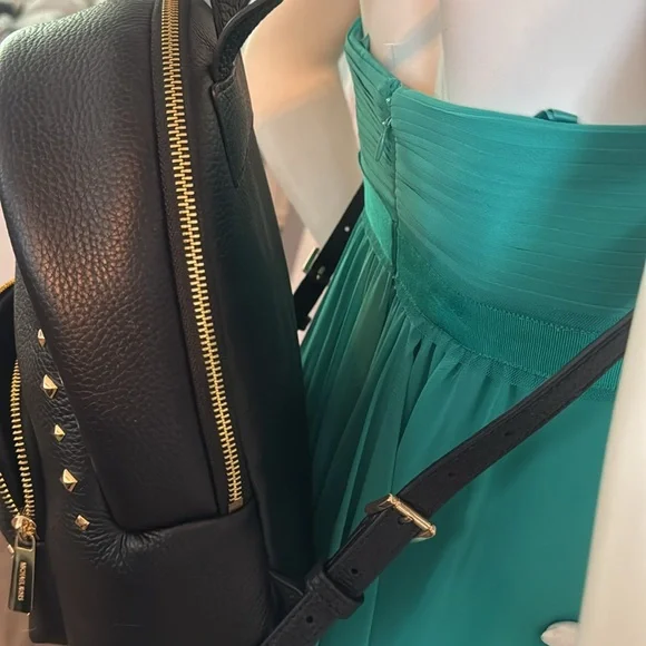 Michael Kors Black Leather Backpack Bag studs - Picture 9 of 10